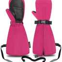 Andake Kids Ski Mittens Gloves with Long Cuff Waterproof Winter Warm Snow Gloves for Toddler Baby Girls and Boys (Pink,2-4Y)