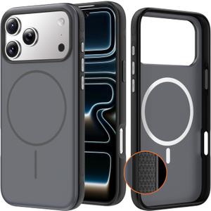 Magnetic for iPhone 17 Pro Max Case, Premium Silicone [Anti-Slip][Metallic Buttons][Strong Magnets] 3.0mm Thicken Shockproof Protective Phone Case for iPhone 17 ProMax 6.9 inch, Black