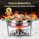 Chafing Dishes for Buffet - 1 Pack 5QT Silver Stainless Steel Round Food Warmer with Stainless Steel Lid, Lid Holder & Stackable Design for Home Parties & Small Catering
