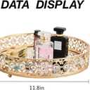 Round Gold Mirror Coffee Table Tray - Decorative Organizer for Perfume, Makeup, Vanity, Dresser Tops (11.8 in)