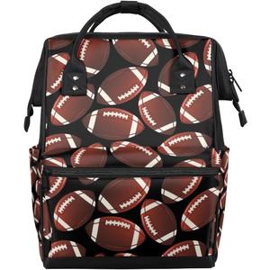 American Football Diaper Bag Backpack Large Compartment Mommy Bag with Stroller Straps Waterproof Casual Daypack for Mom and Dad Travel Bag (15.7x7x11 inch)