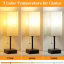 15'' Table Lamp for Bedroom set of 2,3-Color Bedside Lamps with Pull Chain Table Lamps for Night stands with AC Outlet,Small Night Light Lamps with 2 Bulbs Lamps for Living Room Kids Room Office Decor