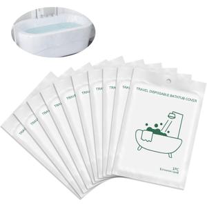 10-Pack Quality Bathtub Cover Liner Disposable Travel Bathtub Plastic Bag Portable Leak-Proof, Large Thickened Bath Tubs Lining Film for Home Hotel Bathtubs (102 x47 Inch), Each Individually Packaged