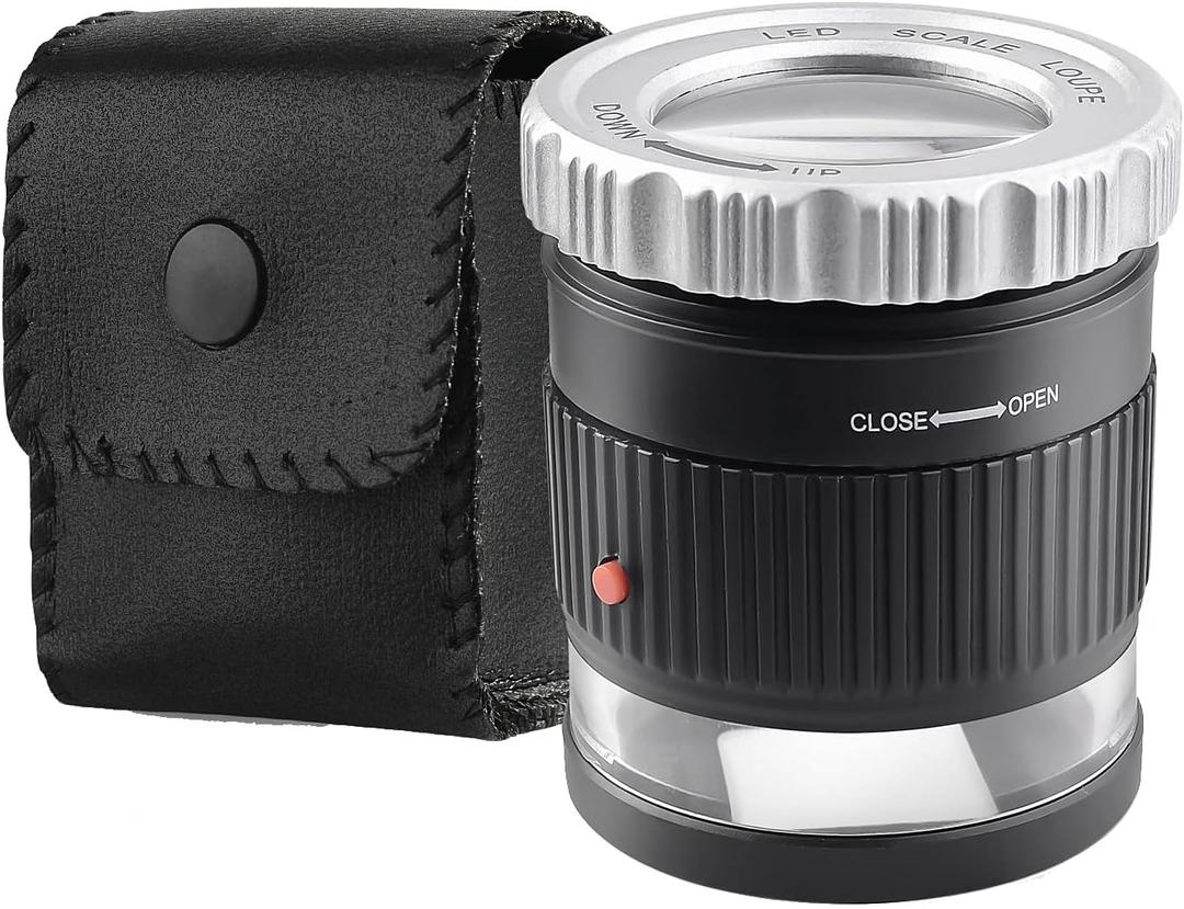 30X Loupe Magnifier, Adjustable Focal Length Magnifier, Foldable Jewelry Magnifier Glass for Textile Optical, Embroidery, Circuit Board, Coins,etc.