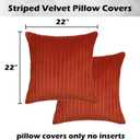 Kevin Textile Fall Pillow Covers Square Striped Corduroy Autunm Decor Couch Cushion Pillowcases for Living Room Toddler, 2 Packs, Burnt Brick (55x55 cm, 22 inch)