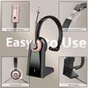 Wireless Headset with Mic for Work, Wireless Headset with Microphone (Noise Cancelling & Mute Button, USB Dongle & Charging Base), Bluetooth Headphones for Home/Office/Computer/Laptop/Phone/Teams/Zoom