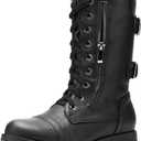 DREAM PAIRS Women's Combat Boots, Mid Calf Built-in Wallet Pocket Lace up Military Ankle Booties, Size 5.5, Classic Black, TERRAN