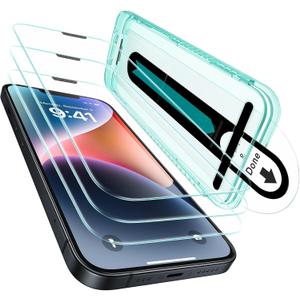ESR 3 Pack for iPhone 16 Plus/iPhone 15 Plus Screen Protector, [9H Hardness] [Military Grade Shatterproof] Full Coverage Tempered Glass Film with Flawless Fit Tray, HD Clear, Scratch Resistant