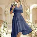 BeryLove Women's Elegant Formal Hoco Lace Chiffon High-Low Cocktail Dress | Helpful Comfort for Long Wear,For Wedding Guest, Bridesmaid, and Teen,Photo-Ready A-Line Fit,Made for Celebrations (Size L)