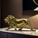 Strong Lion Statue Figurine Sculpture Resin Collectible Gifts for Lion Lover Office Home Decor Desk Accessories Decoration Garden Figurines Outdoor Decor Gold