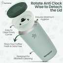 Travel Coffee Mug Tumbler, Reusable Iced Coffee Hot Coffee Cup, Double Wall Insulated Thermal Stainless Steel, Hot and Cold Tumbler for Coffee Lovers, Gift for Women Men, 12 oz, Pastel green