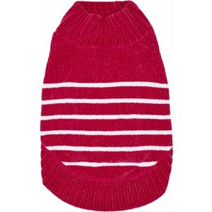Blueberry Pet Cozy Soft Chenille Classy Striped Dog Sweater in Hot Pink, Back Length 16", Pack of 1 Clothes for Dogs