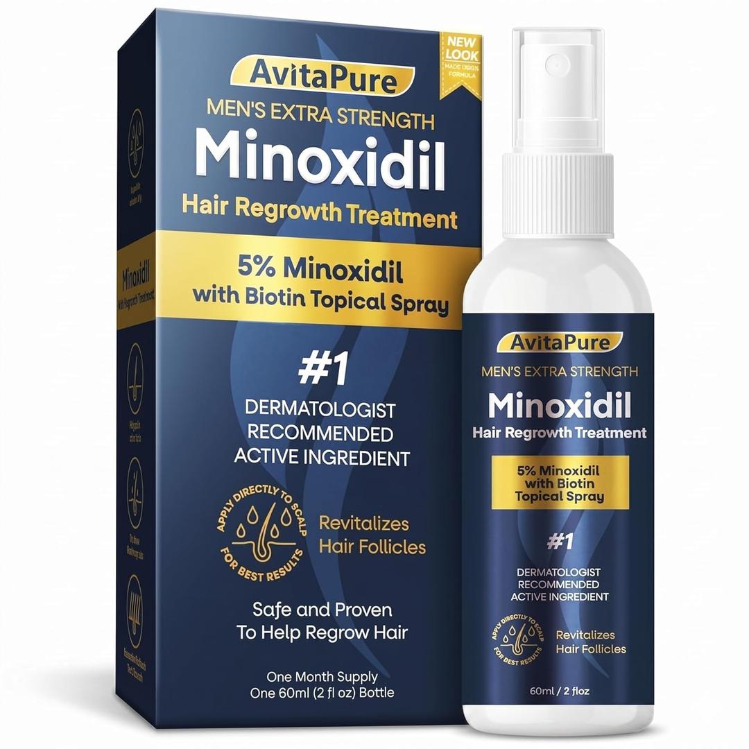 5% Minoxidil for Men Spray: Extra Strength Mens Hair Regrowth Treatment | FAST-DRYING & NON-GREASY | PG-FREE & LOW IRRITATION | GENTLE & SAFE