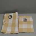 3 Pc Cotton Classic Country Farmhouse Kitchen Window Curtain Grommet Top -Beige & White Buffalo Check Tier & Valance Set, 54" x 18" / 32" x 30"