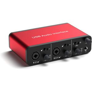LVY USB-C Audio Interface, 24Bit/192kHz for Recording Podcasting and Streaming, 48V Phantom Power, Plug and Play Ultra-low Latency Noise-Free (No Software Included)