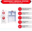 Emergency Medical Station – Wall Mount Cabinet for AEDs, Naloxone, Bleeding Control & First Aid Kits – Public Space Storage Solution – White, Large (AED & Accessories Not Included)