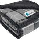 PetAmi Dog Blanket for Bed, XL Pet Blanket Large Dogs, Fleece Furniture Couch Cover Protector Sofa Car Crate Kennel, Soft Sherpa Cat Throw Plush Reversible Washable, Twin 60x80 Plaid Dark Gray (Plaid Charcoal Grey)