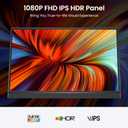 KQC Portable Monitor 15.6" 1080P FHD IPS Display, Ultra-Slim USB-C HDMI Travel Monitor with Kickstand, Zero Bezel Screen Extender for Laptop, Mac, Phone, PS, Xbox, Switch Gaming