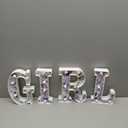 Realspring Girl Letters Sign Baby Marquee Light up Letters LED Flower Baby Shower Table Centerpieces Decor for Gender Reveal Birthday Party, 8.26''(Purple,Rose)