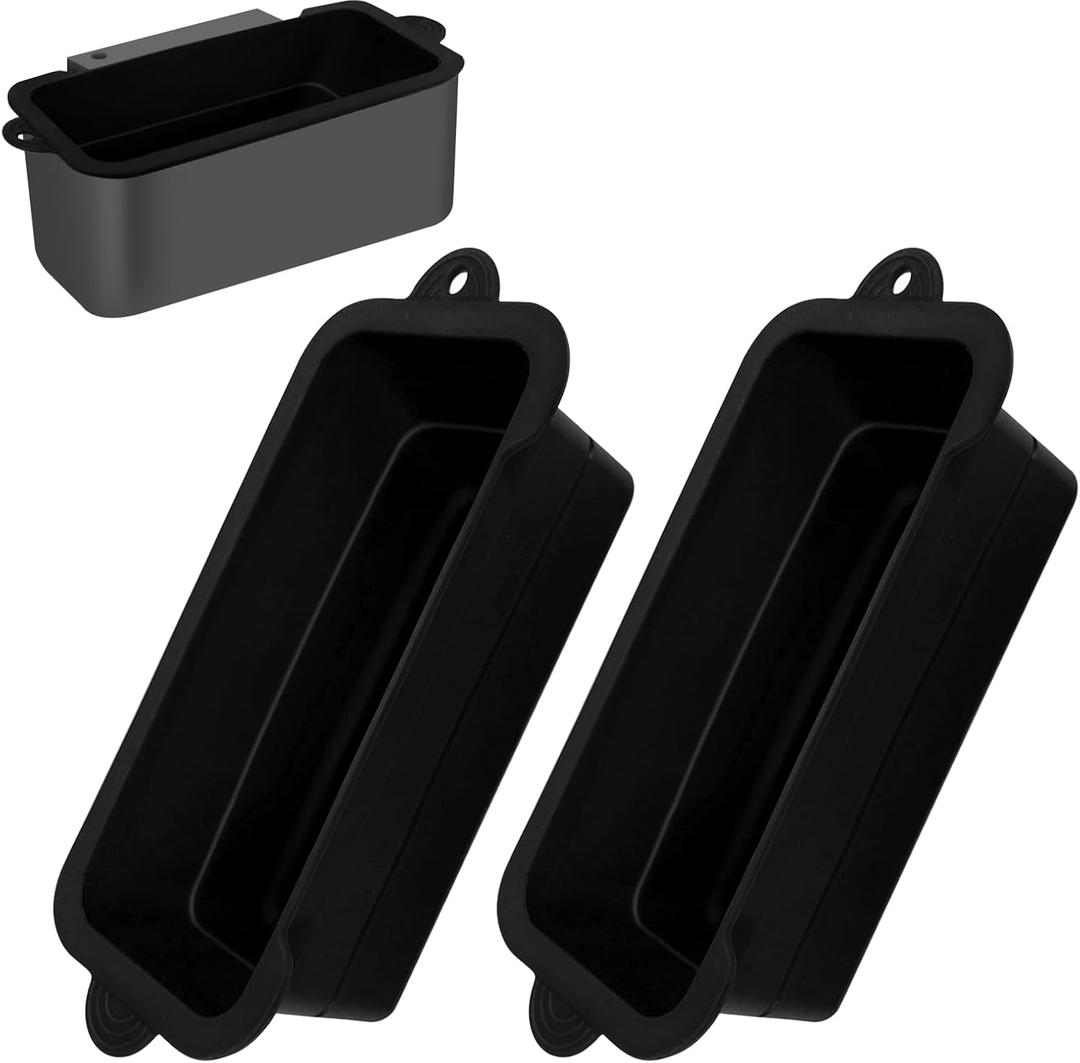 Koolstuffs Silicone Grease Cup Liners for Blackstone 36 28 22 17 Inch Griddle, 2 Pack Reusable Grease Catcher Liner Grill Grease Tray Accessories for Blackstone, Black