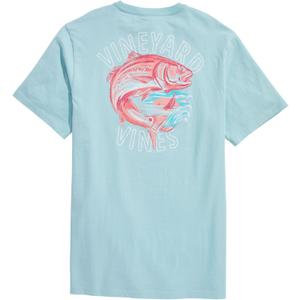 vineyard vines Mens Painted Redfish Short-Sleeve Pocket Tee (X-Large, Aqua Haze)