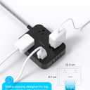 Black Flat Plug Extension Cord, HANYCONY 5ft Power Strip with 4 USB Ports(2 USB C), 4 Widely Outlets Extender, Wall Mount, Desk Charging Station for Office, School, Travel and Dorm Room Essentials