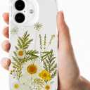 Compatible with iPhone 16 Clear Case Floral, Trendy Cute White Chrysanthemum Flowers Girly Anti-Yellowing TPU Shockproof Aesthetic Protective Phone Case Cover for Women Girls 6.1"