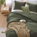 WRENSONGE Queen Comforter Set - 3 Pieces Prewashed Olive Green Comforter Soft Lightweight for All Seasons, Down Alternative Comforters Queen Size with 2 Pillow Shams