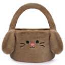 Easter Baskets for Kids, Brown Bunny Easter Basket with Handle, Cute Easter Bucket Gifts Bags for Boys, Girls, Kids, Easter Egg Hunt, Gifts Storage