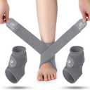 Honoson 2 Pcs Ankle Brace Kid Breathable Neoprene Ankle Support Compression Sleeve Achilles Tendonitis Relief Elastic Foot Brace with Adjustable Wrap for Sprained Plantar Fasciitis(Grey,S)