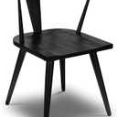 POLY & BARK Mid Century Modern Enzo Black Dining Chair – Solid Oak Wood Splat Back Chair, 18" Seat Height, 32" Tall – Stylish MCM Kitchen & Dining Room Chair