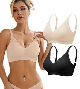 Wireless Bras for Women Bralette - Womens Seamless Push Up Full Coverage Wirefree Padded Sleep Bra with Support and Lift, Large