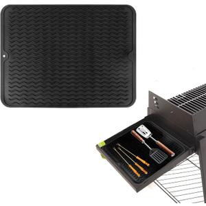 Silicone Griddle Mat for Blackstone Grill, 15.75x11.81in Heat Resistant BBQ Tool Cover Pad Griddle Accessories for Outdoor Grilling Camping Cooking Replacement Part (Black)
