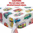 DPLin Camping Tablecloth Waterproof Reusable Picnic Table Cover Happy CamperTablecloth Outdoor Picnic Blanket (Retro Vinyl, 54" X108")