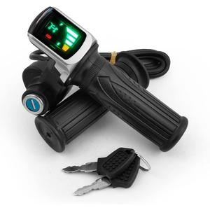 L-faster Bike Throttle Handle Speed Accelerator Grip with Key Switch Indicator for Scooter Bicycle (24V)