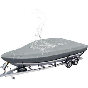Explore Land 900D Trailerable Waterproof Boat Cover Fits 14'-16'Long Beam Width up to 76" V-Hull Tri-Hull Runabout Fishing Ski Pro-Style Bass Boats, Grey (A: 14'-16'L Beam Width up to 76")