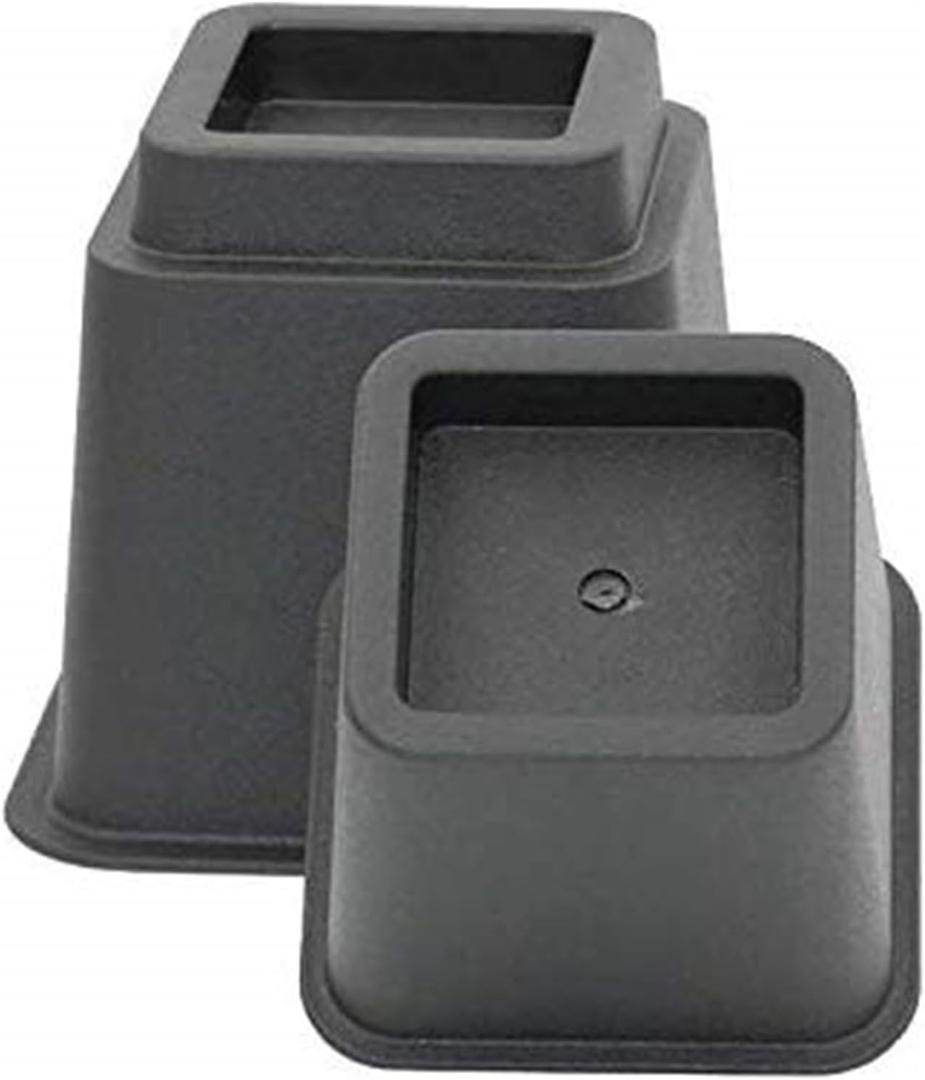 HomeRoots Bed Risers Set of 8 Heavy Duty Plastic 3, 5 or 8 Inch Adjustable Risers for Bed, Furniture Sofa, Table, and Chair - Black
