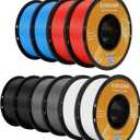 Kingroon PLA 3D Printer Filament, 10 Rolls, Dimensional Accuracy +/- 0.02 mm, 10kg Spool(22lbs), 1.75 mm2Black+2White+2Grey+2Red+2Blue