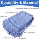 4 Pack Commercial Mop Head Replacement, Heavy Duty Mop Head Commercial Replacement for General and Floor Cleaning, Wet Industrial Blue Cotton Looped End String Head Refill (Blue)