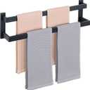 Alise Double Towel Bars for Bathroom Wall Mount,Double Towel Racks for Bathroom Towel Holder Black,SUS304 Stainless Steel Towel Rail Towel Hanger for Bathroom 23.6 Inch, Matte Black