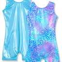 Nymphperi Gymnastics Leotards for Girls Size 2t 3t Comfortable Shiny Blue Mermaid Biketards Sparkly Colored Scale Unitards for Toddler Swimming