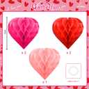 2 x Valentine's Day Party Decoration Set - 5 Pack 12in Heart Honeycomb & Ball Tissue Paper Pom Poms in Red, Love-Inspired Honeycomb Hearts Ideal for Wedding & Classroom Decorations