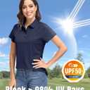 Boladeci Women's Golf Polo Shirts Short Sleeve UPF 50+ Sun Protection 4-Button Tennis Collared Shirts (Blue, XL)