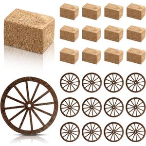 Junkin 24 Pcs Western Theme Party Decorations Birthday Table Centerpieces Mini Hay Bales and Small Western Wagon Wheels for Crafts Horse Rodeo Decor Cowboy Wedding Party Favors Supplies