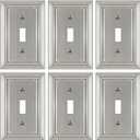 Metal Wall Plate for Electrical Outlets, Decorative Brushed Nickel Switch Plates Outlet Cover, Light Switch Cover Plate, 1-Gang Wall Plates (Single Toggle, 6 Pack)