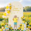 Wedding Arch Backdrop Cover, 7.2FT White Beige Arch Cover Stretchy Backdrops, Double-Sided Arch Stand Covers for Wedding Ceremony, Baby Shower, Birthday Party Decoration
