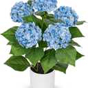 20" Artificial Hydrangea Flowers in Pot, True Touch Latex Faux Hydrangea Plant, Realistic Blue Potted Hydrangeas Flower for Home Decor, Table Centerpiece, Office Desk, Wedding, Indoor Fake Plant