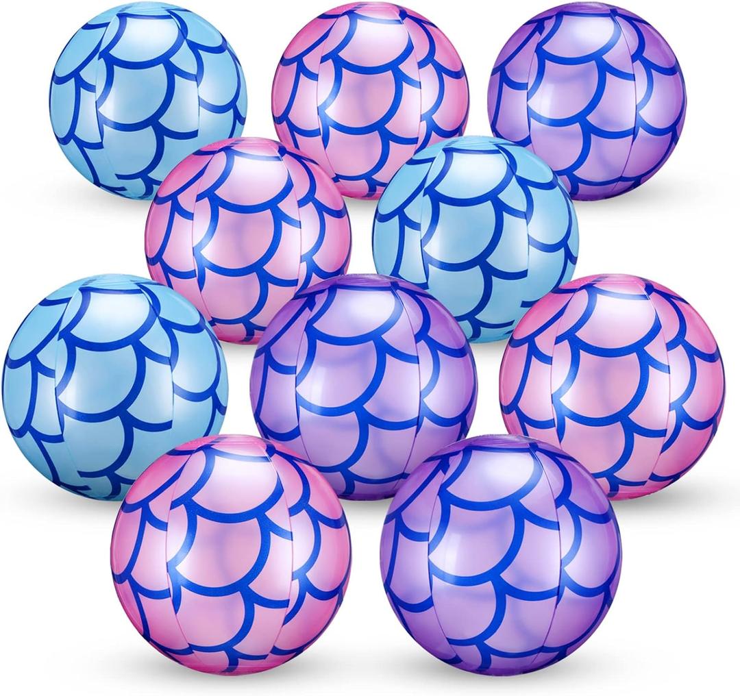 Lenwen 60 Pack Mini Mermaid Beach Balls Inflatable Mermaid Party Favors 6 Inch Mermaid Pool Toys Bulk Mermaid Float Mini Pool Balls for Mermaid Sea Theme Birthday Party Decorations Water Game Activity