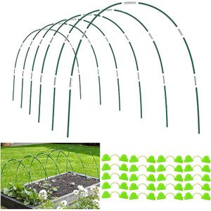 Garden Hoops for Raised Beds, 36 Pcs Diameter 7 mm 8 ft Greenhouse Hoops Grow Tunnel with 24 Pcs Clips, Fiberglass Garden Hoops Frame for Garden Netting, Plant Row Cover, Shade Cloth
