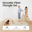 Tiny Land Pikler Triangle Set, 7-in-1 Foldable Pikler Triangle Climbing Toys Set for Kids,Baby Indoor Playground Jungle Gym, Wooden Montessori Climbing Set for Toddler (Natural)
